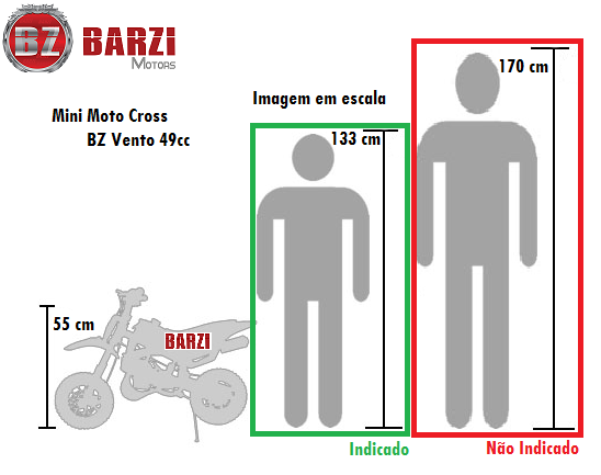 Mini Moto Cross Trilha 49cc BZ Arena Vermelha Partida a Corda